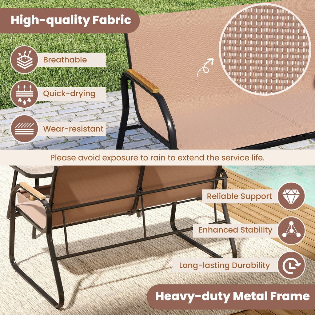 4-Piece Patio Rocking Bistro Set with Breathable Mesh – Coffee