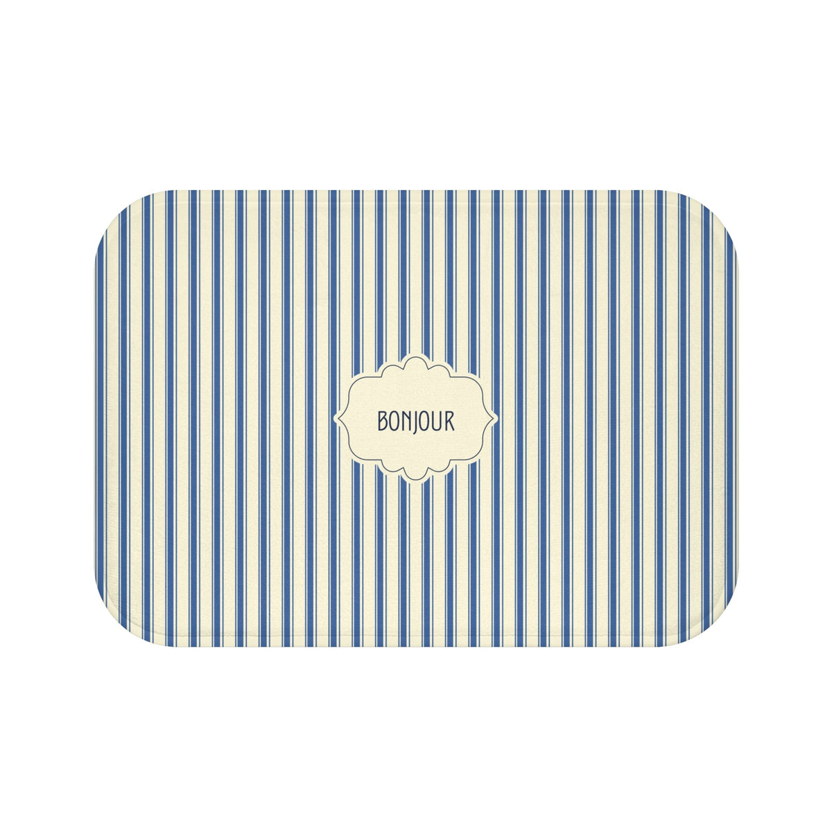 Bonjour Striped Memory Foam Bath Mat – French Blue