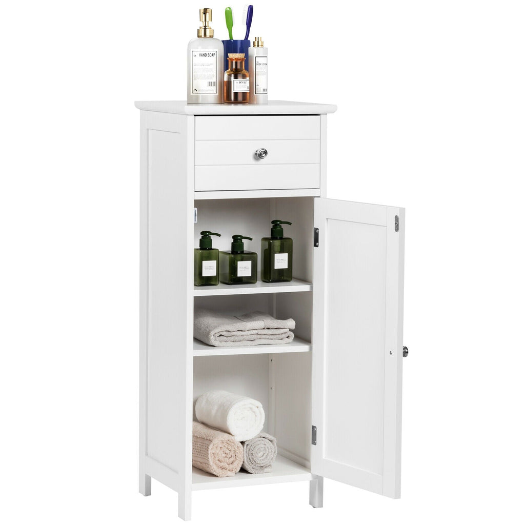 Bathroom Storage Cabinet with Drawer & Adjustable Shelf