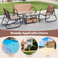 4-Piece Patio Rocking Bistro Set with Breathable Mesh – Coffee