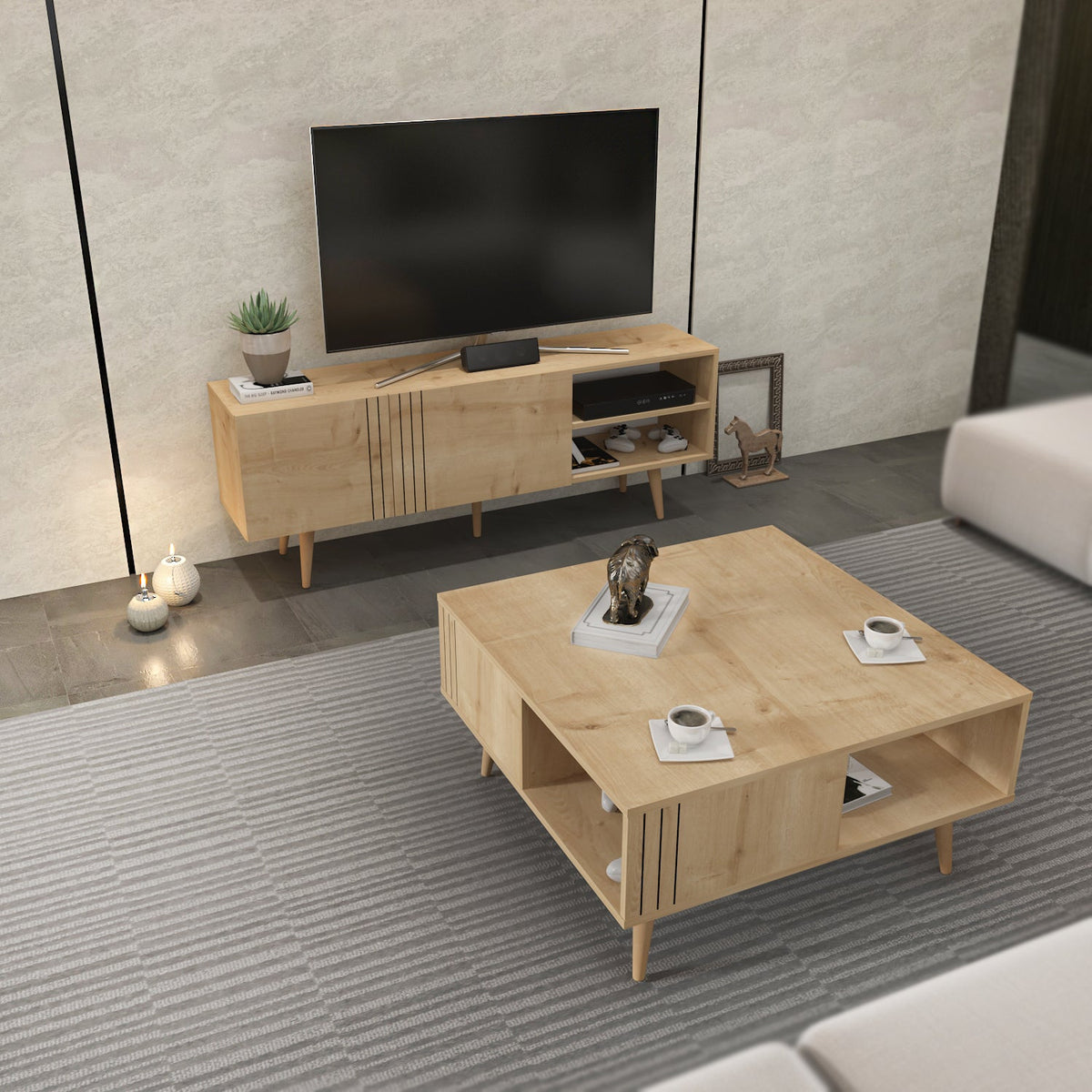 Ronas Coffee Table & TV Stand Set