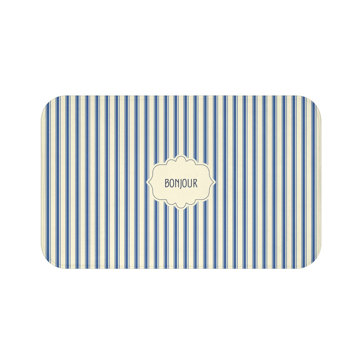 Bonjour Striped Memory Foam Bath Mat – French Blue