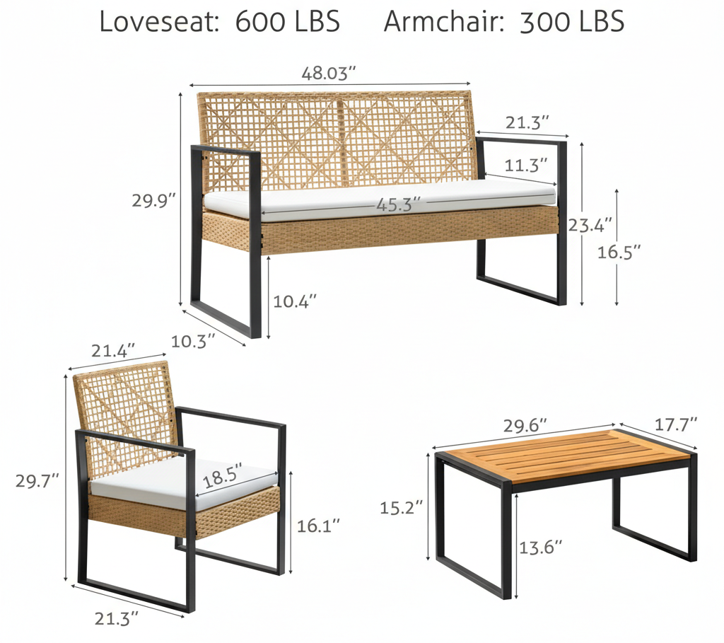 4-Piece Outdoor Patio Furniture Set – Multiple Styles
