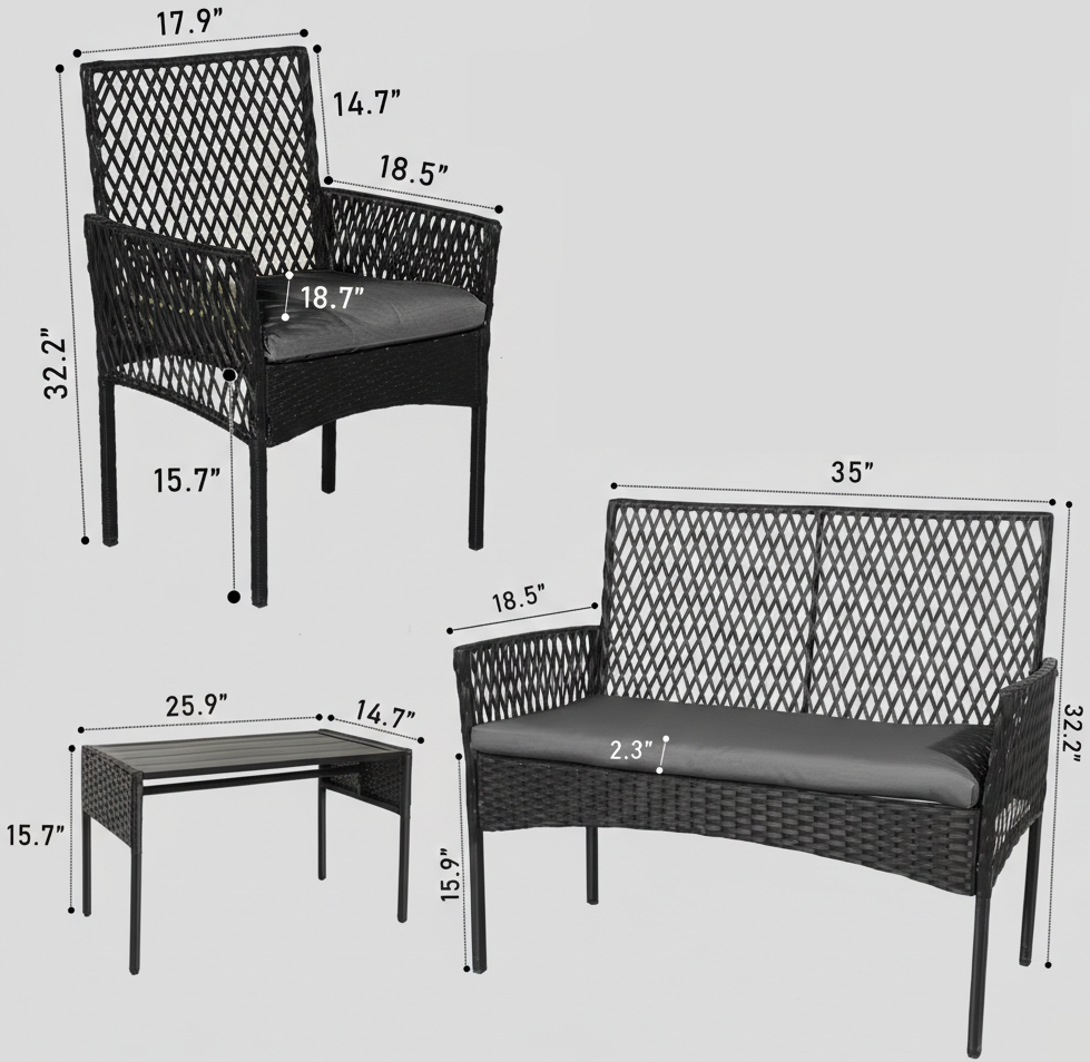 4-Piece Outdoor Patio Furniture Set – Multiple Styles