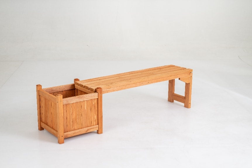 2-in-1 Outdoor Bench with Raised Garden Bed with Spacious Seat and Detachable Bottom Plates