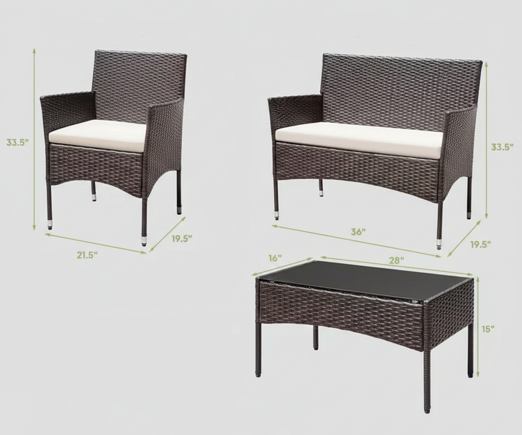 4-Piece Outdoor Patio Furniture Set – Multiple Styles