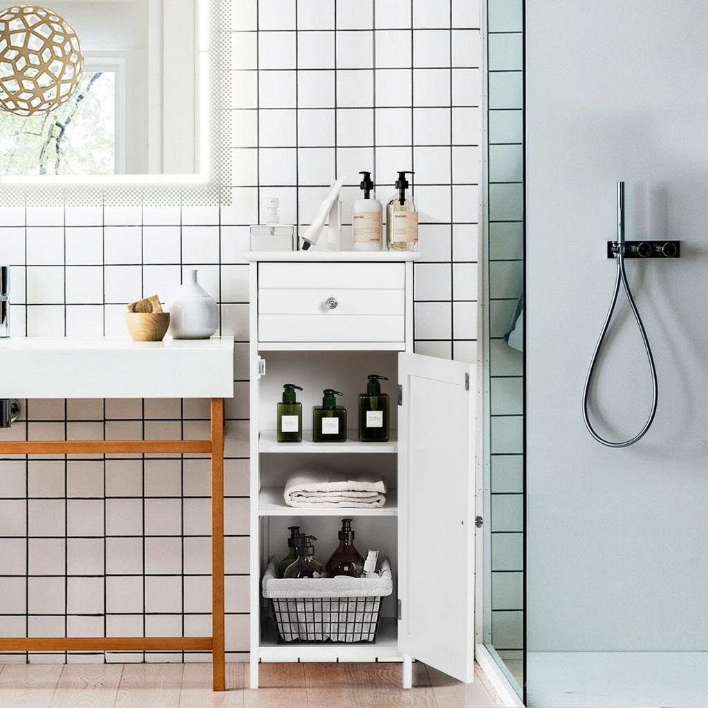 Bathroom Storage Cabinet with Drawer & Adjustable Shelf