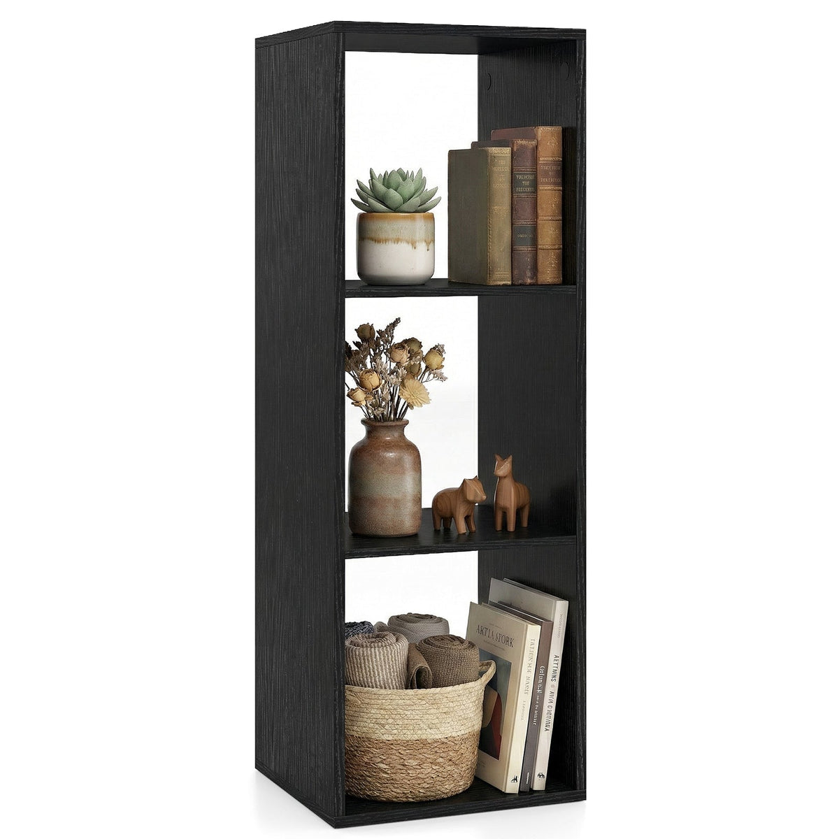 3-Cube Bookshelf with Back Guardrail