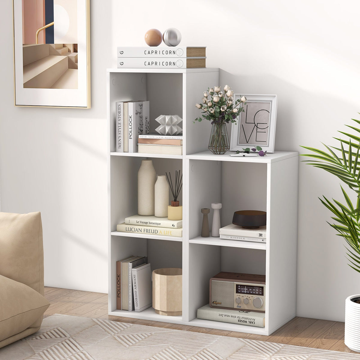 3-Cube Bookshelf with Back Guardrail