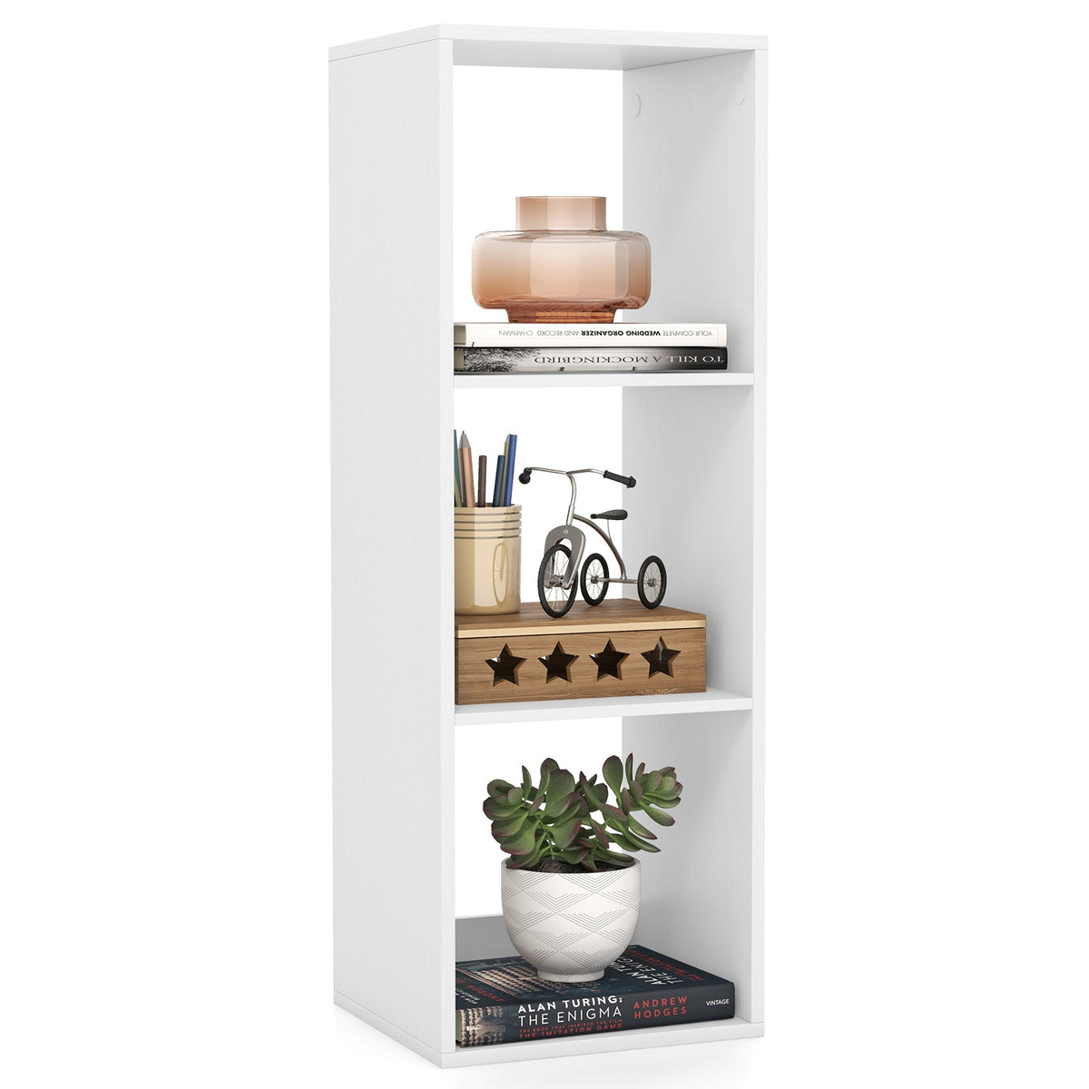 3-Cube Bookshelf with Back Guardrail