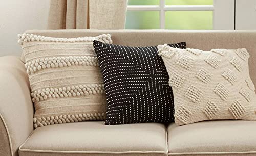 Fennco Styles Pom-Pom Diamond Pillow Cover