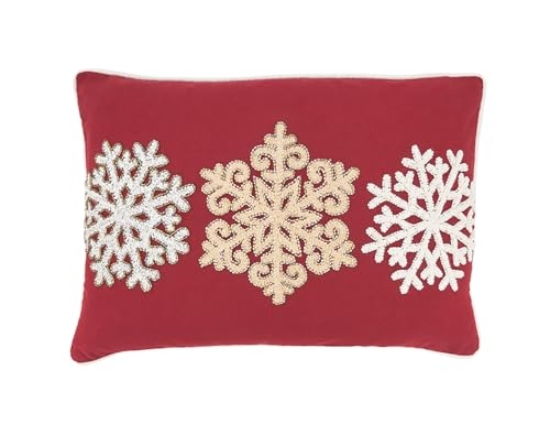 Fennco Styles Embroidered Snowflake Cotton Pillow Cover
