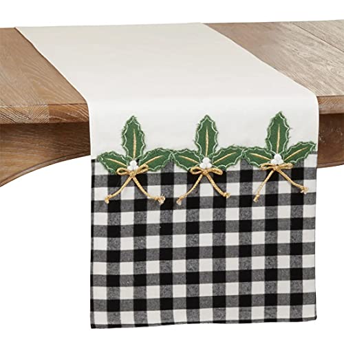 Fennco Styles Buffalo Plaid Holly Table Runner – 16 x 72 Inch