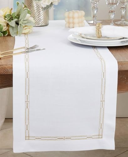 Fennco Styles Gold Embroidered Table Linen Collection