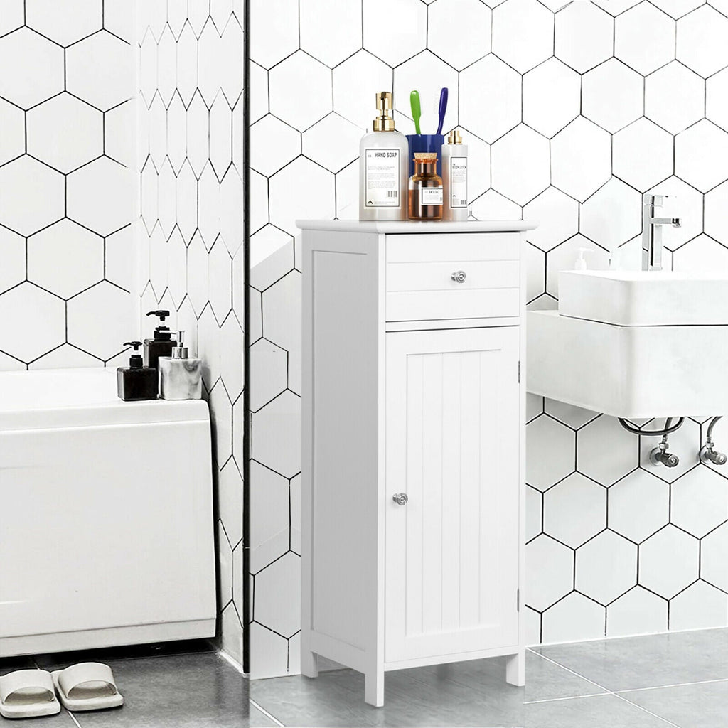 Bathroom Storage Cabinet with Drawer & Adjustable Shelf