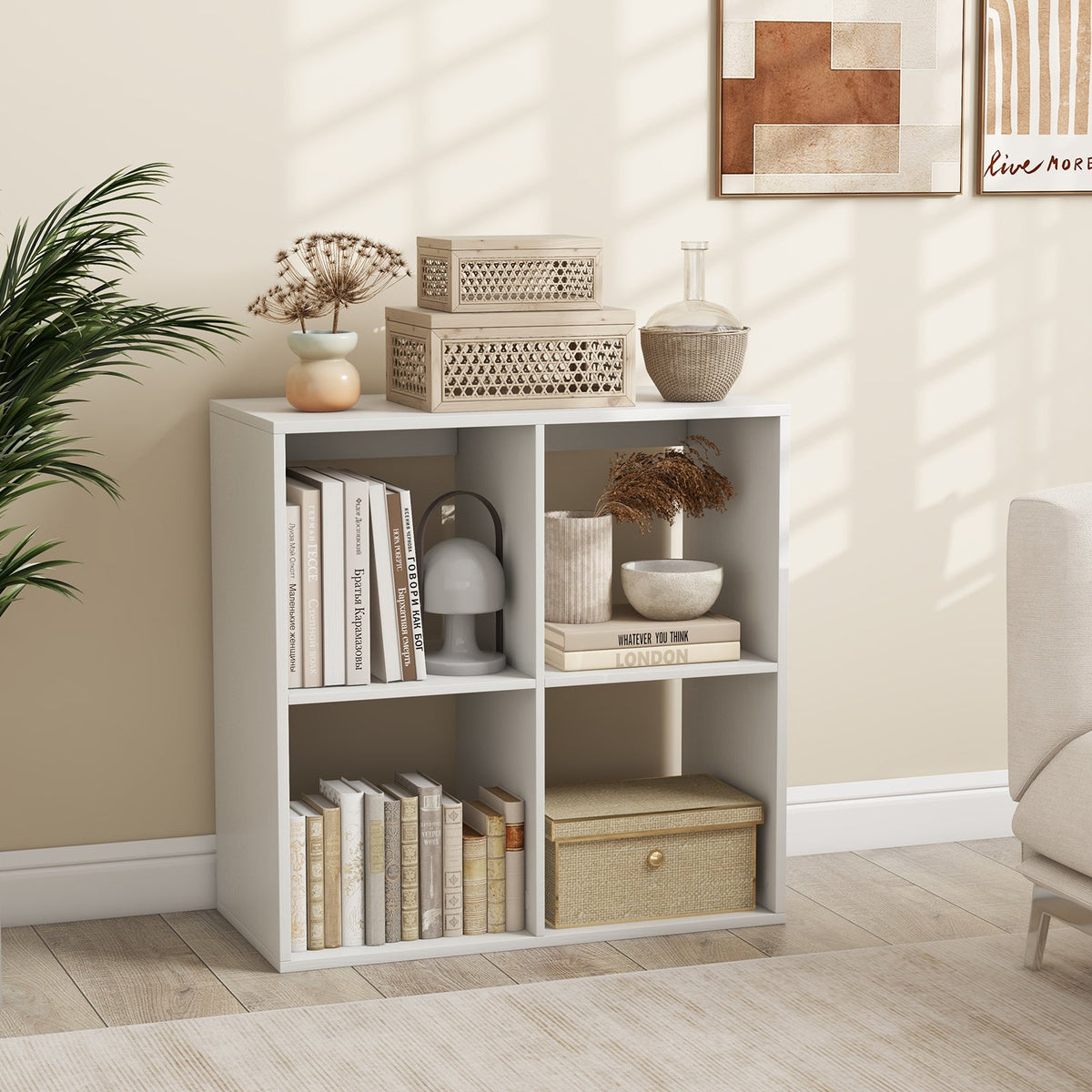 4-Cube Bookshelf with Back Guardrail