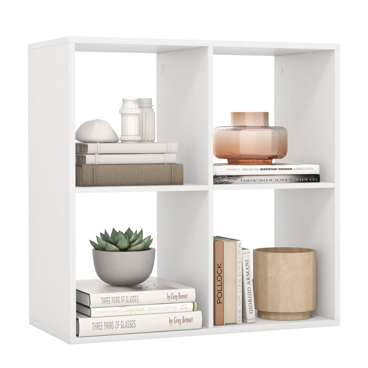 4-Cube Bookshelf with Back Guardrail