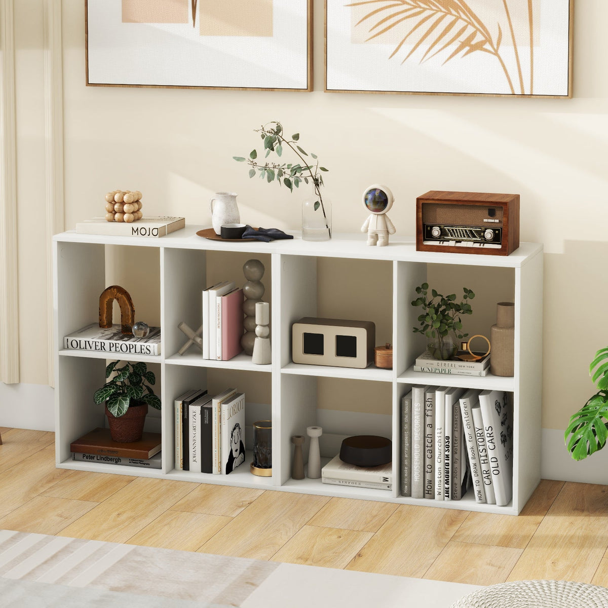 4-Cube Bookshelf with Back Guardrail