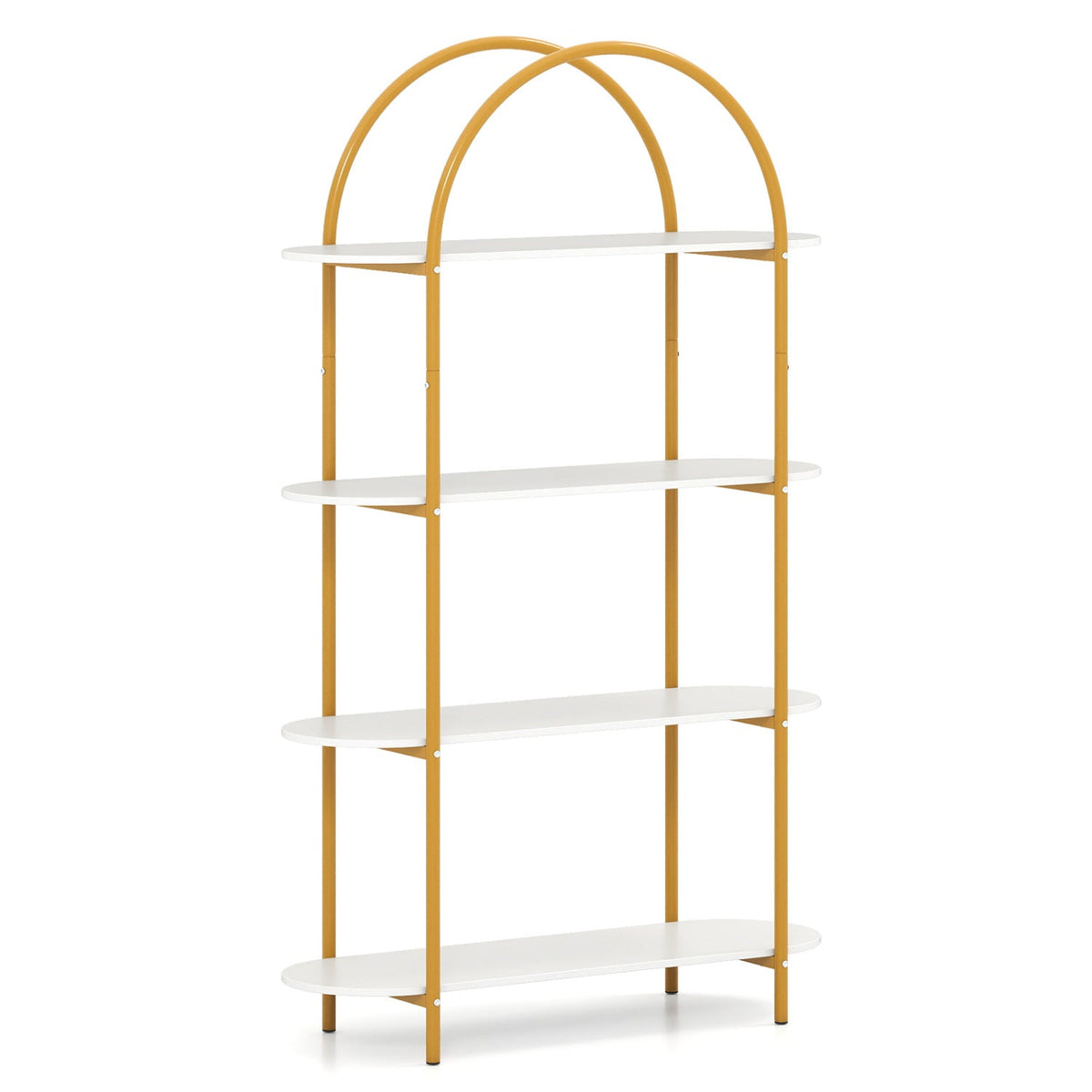 Arched 4-Tier Bookcase with Metal Frame