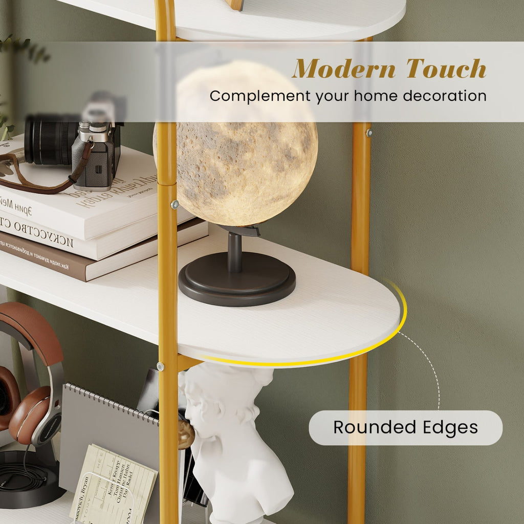 Arched 4-Tier Bookcase with Metal Frame