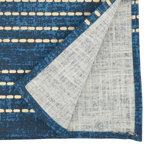 Fennco Styles Foil Dash-Line Cotton Table Runner