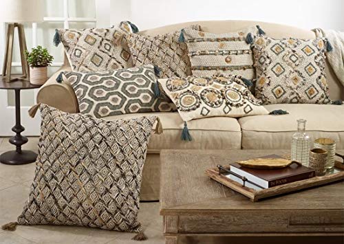 Fennco Styles Embroidered Geometric Cotton Throw Pillow