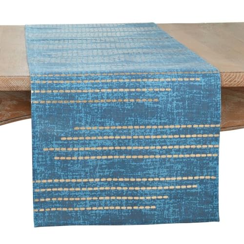 Fennco Styles Foil Dash-Line Cotton Table Runner