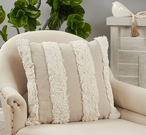 Fennco Styles Tufted Stripe Cotton Throw Pillow
