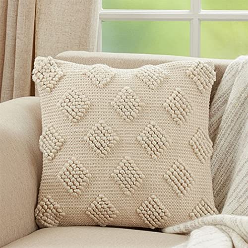 Fennco Styles Pom-Pom Diamond Pillow Cover