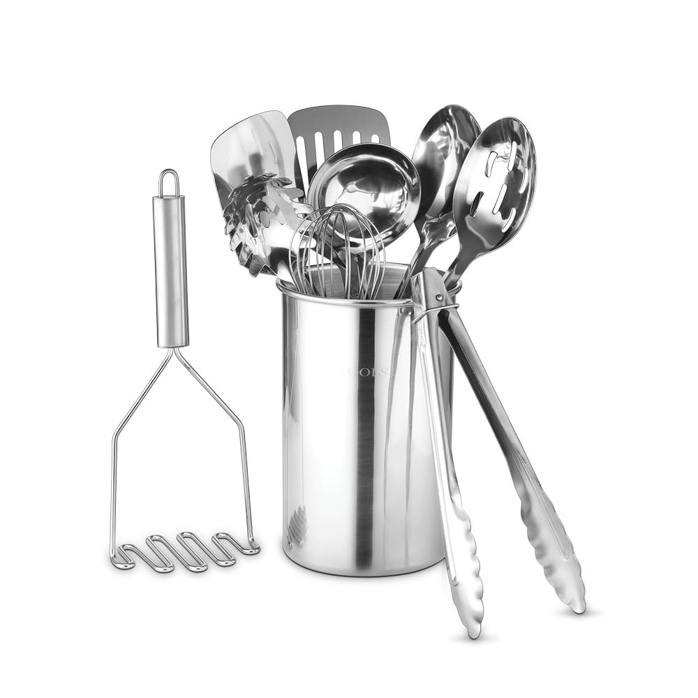 Avador Stainless Steel Kitchen Utensil Set with Holder – 10 Pieces
