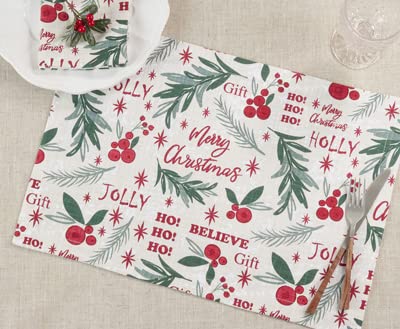 Fennco Styles Holly Christmas Table Linen Collection