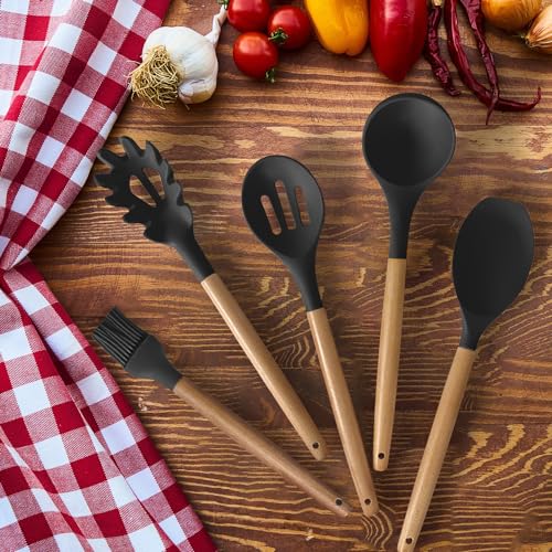 35-Piece Kitchen Utensil Set with Wooden Handles