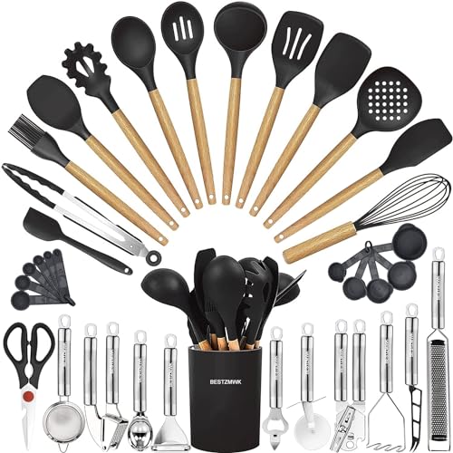 35-Piece Kitchen Utensil Set with Wooden Handles