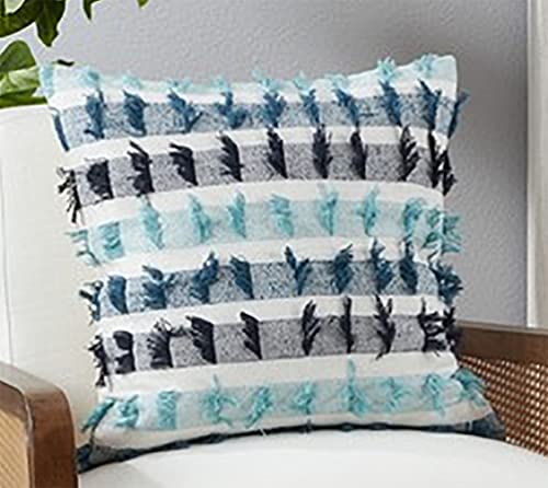 Fennco Styles Boho Striped Fringe Cotton Throw Pillow