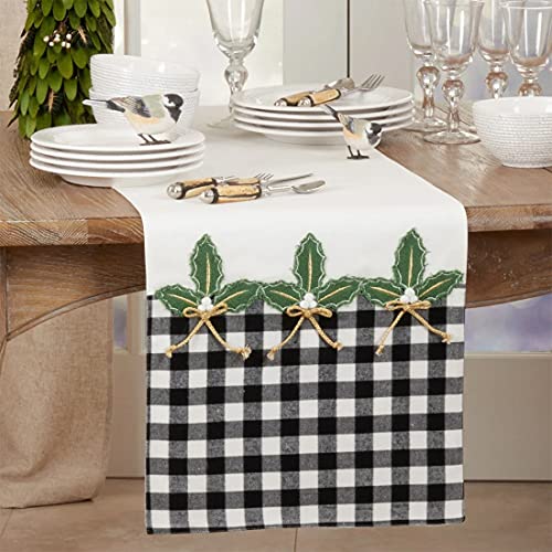 Fennco Styles Buffalo Plaid Holly Table Runner – 16 x 72 Inch