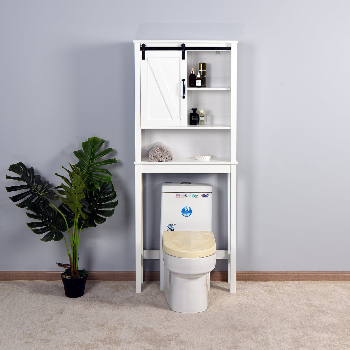 Barn Door Over-the-Toilet Cabinet – White