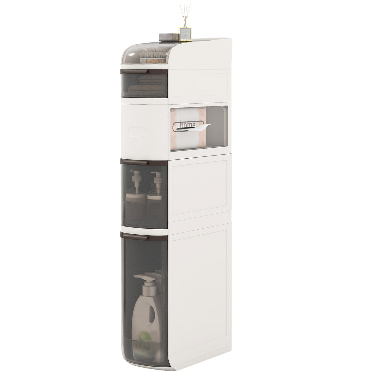 Narrow Bathroom Storage Cabinet with Tissue Dispenser