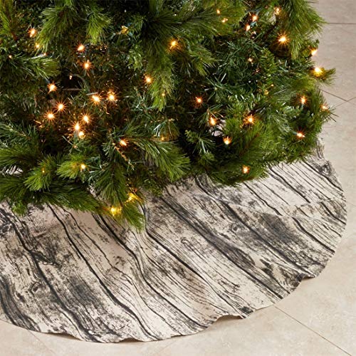 Fennco Styles Wood Grain Cotton Christmas Tree Skirt – 58 Inch