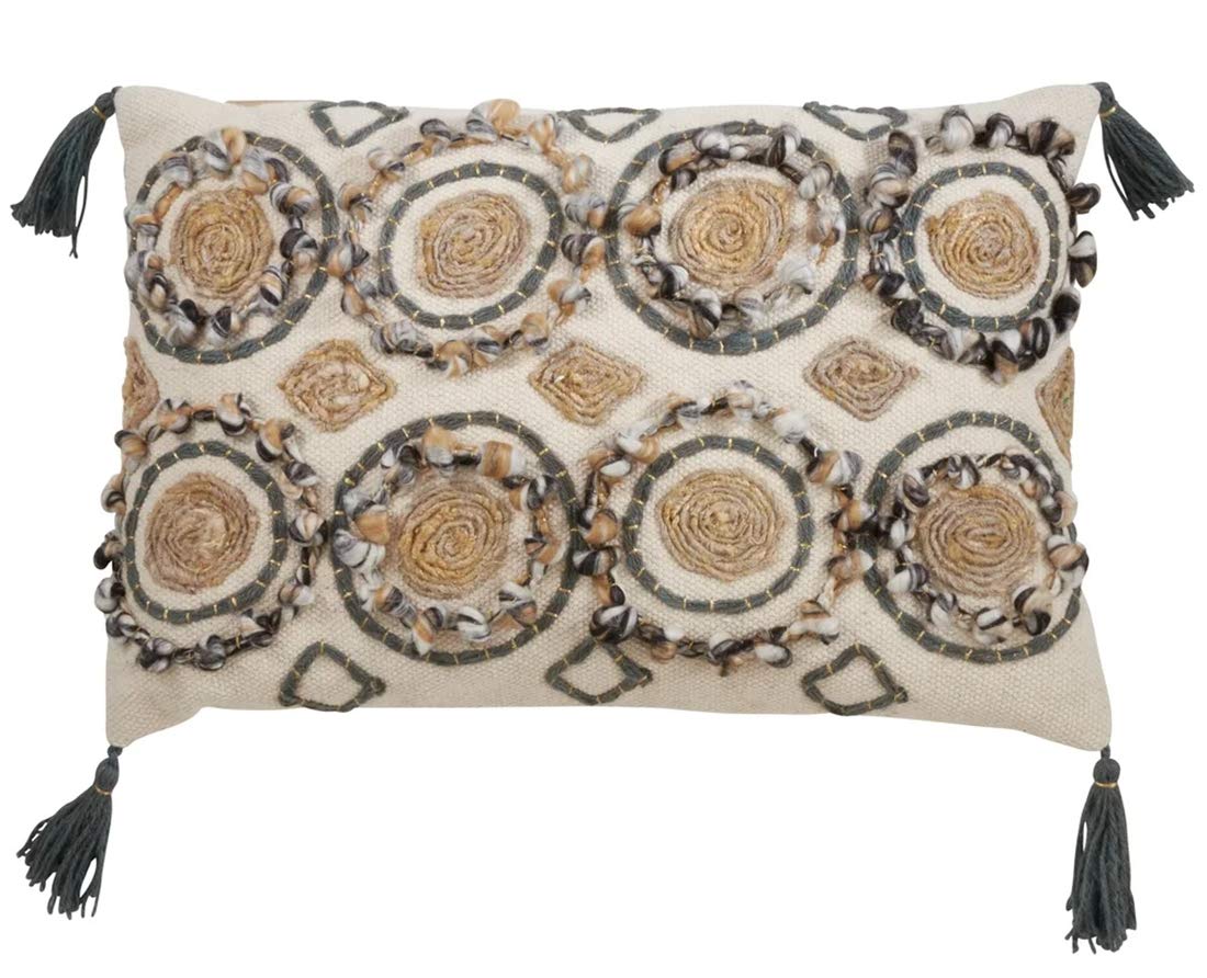 Fennco Styles Embroidered Geometric Cotton Throw Pillow