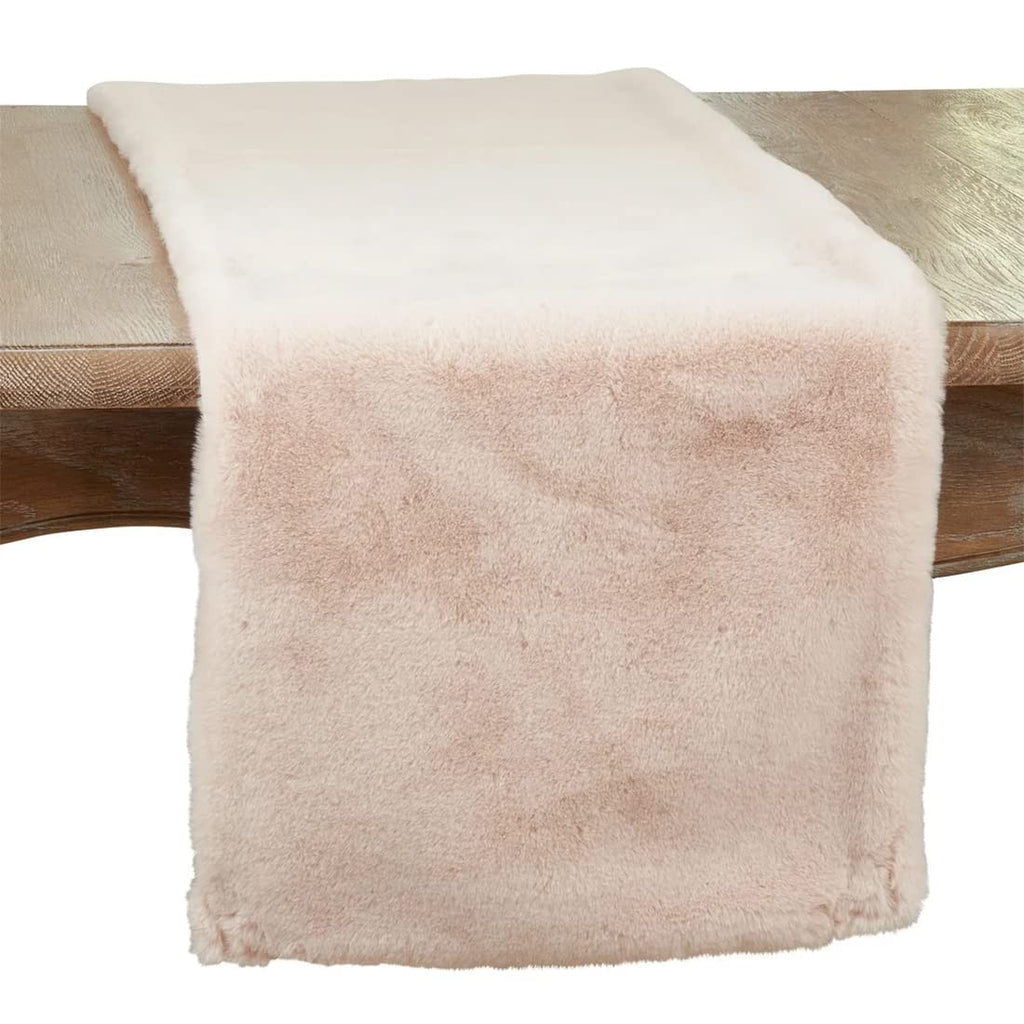 Fennco Styles Faux Rabbit Fur Table Runner – 14 x 72 Inch