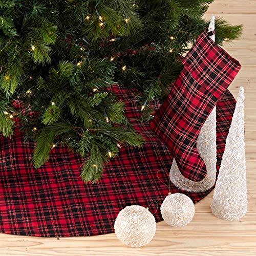 Fennco Styles Red & Black Tartan Plaid Christmas Tree Skirt