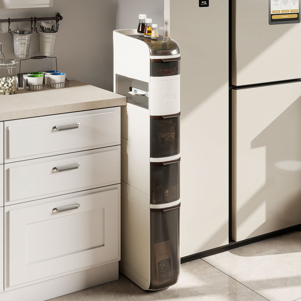 Narrow Bathroom Storage Cabinet with Tissue Dispenser