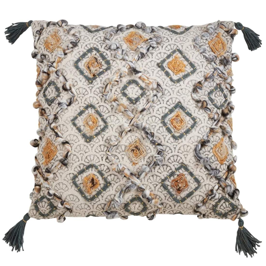 Fennco Styles Embroidered Geometric Cotton Throw Pillow
