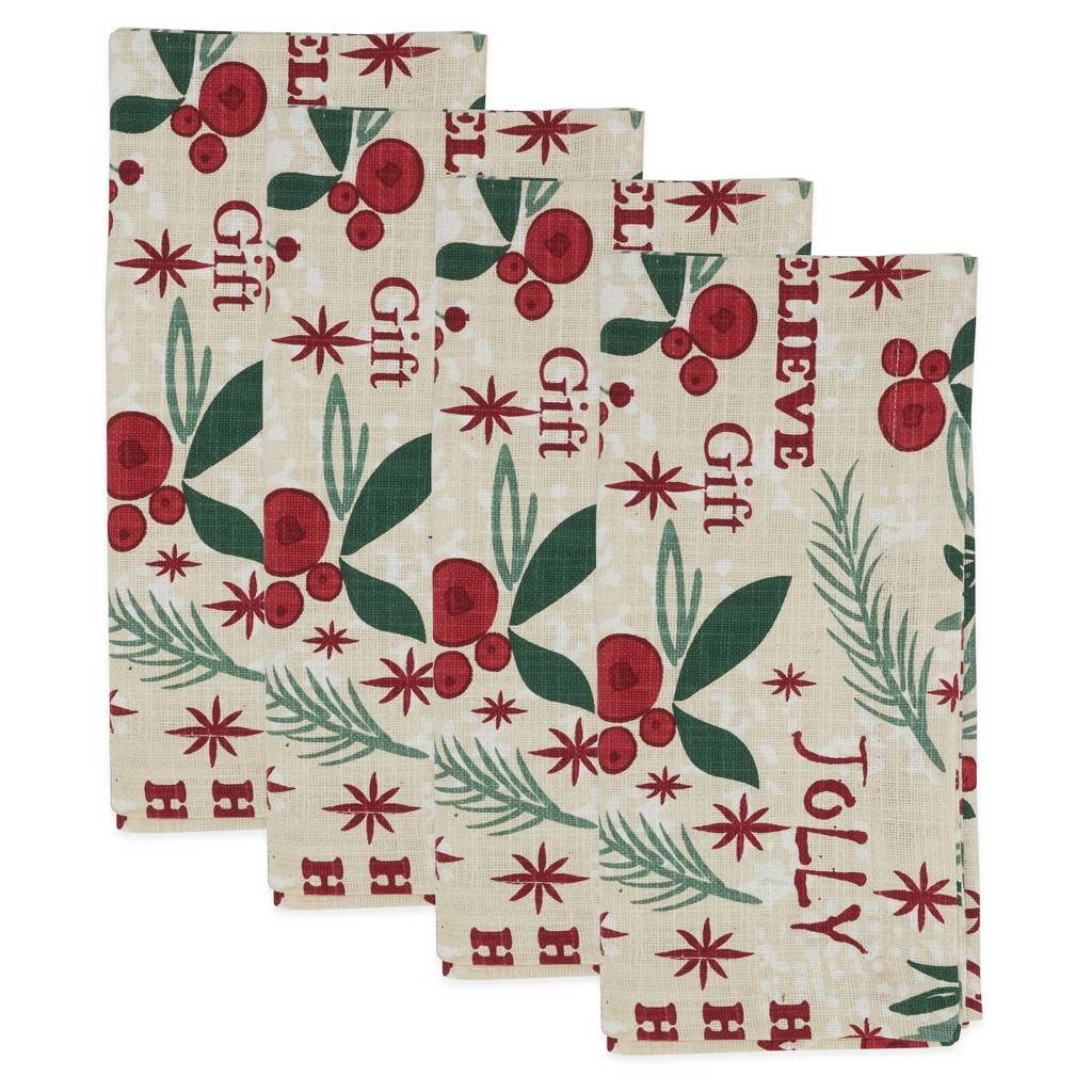 Fennco Styles Holly Christmas Table Linen Collection