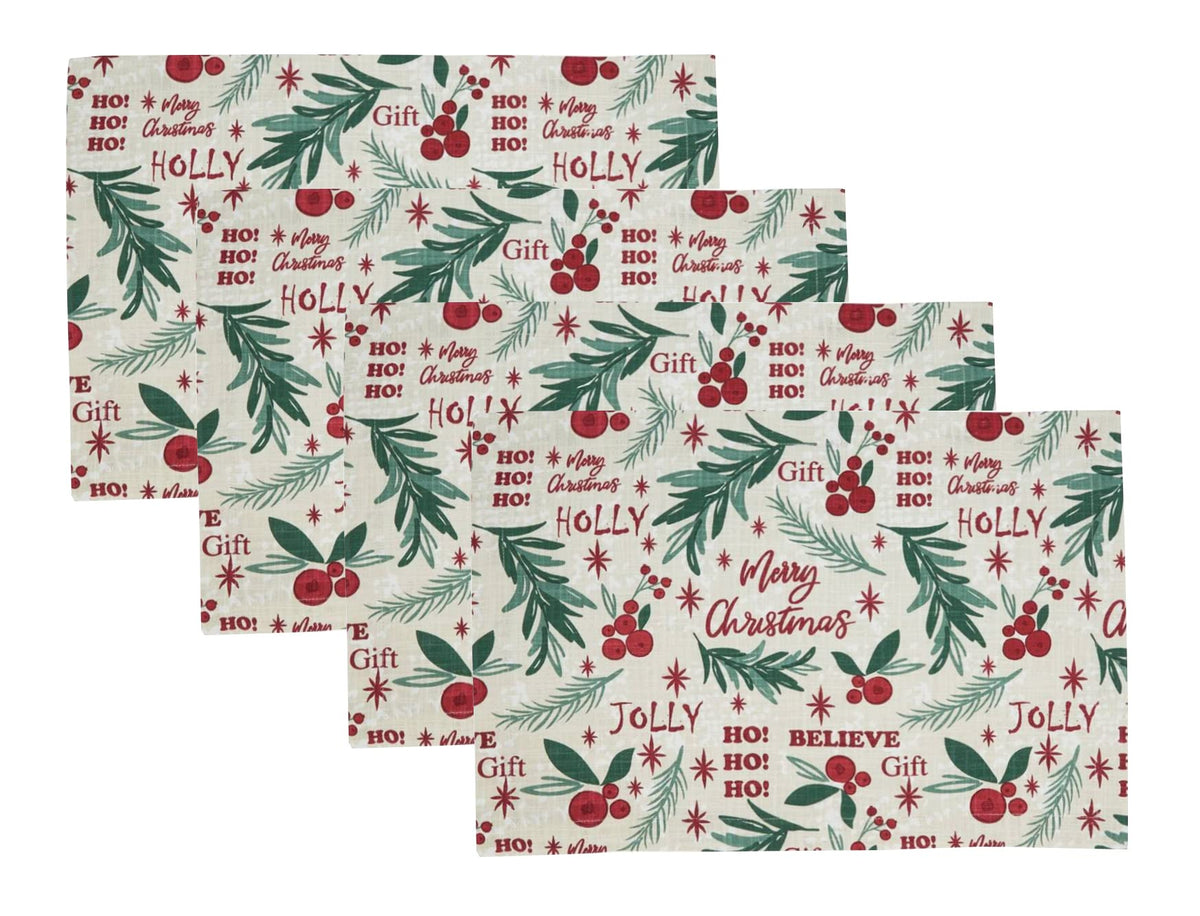 Fennco Styles Holly Christmas Table Linen Collection