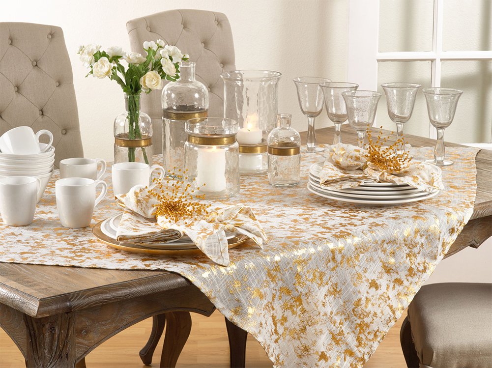 Fennco Styles Gold Bottega Foil Table Linen Collection