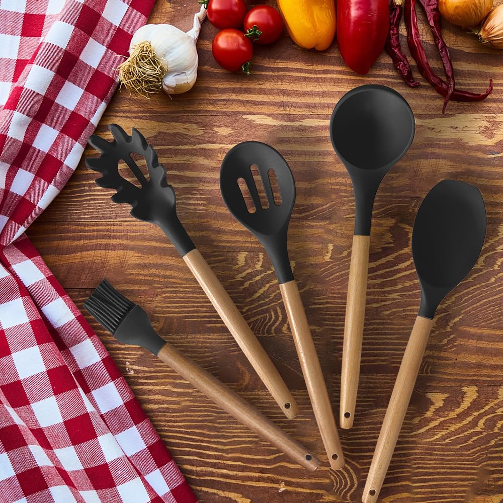 35-Piece Kitchen Utensil Set with Wooden Handles