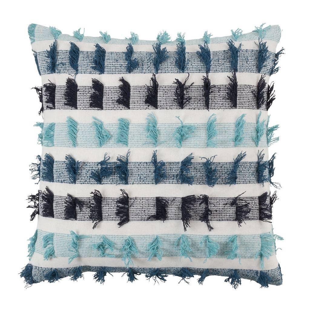 Fennco Styles Boho Striped Fringe Cotton Throw Pillow