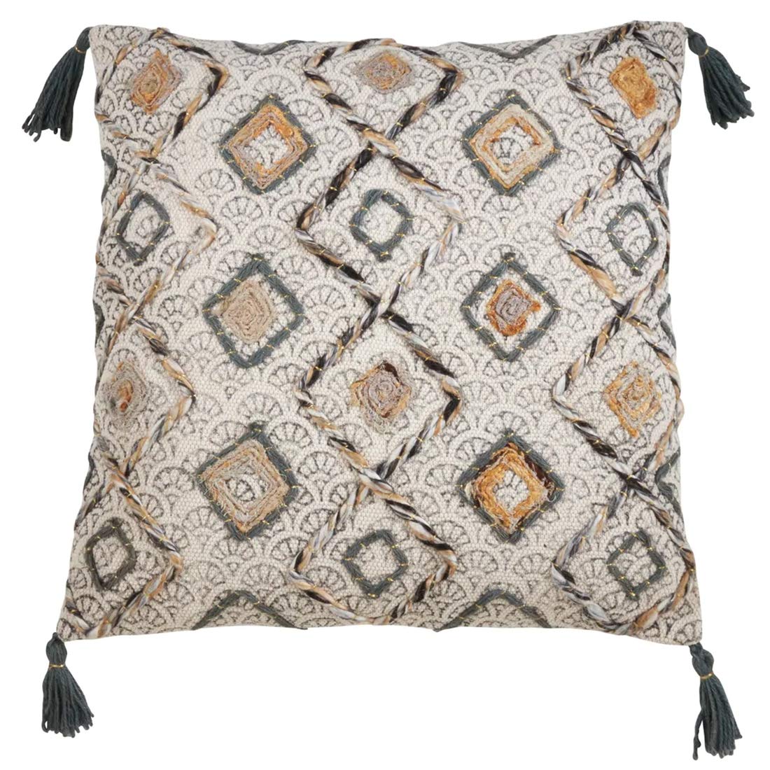 Fennco Styles Embroidered Geometric Cotton Throw Pillow