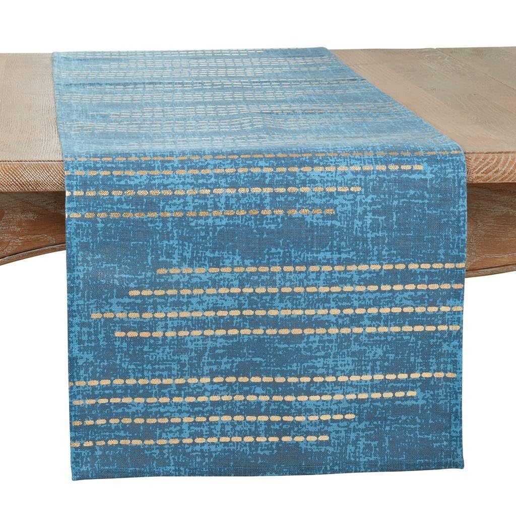Fennco Styles Foil Dash-Line Cotton Table Runner